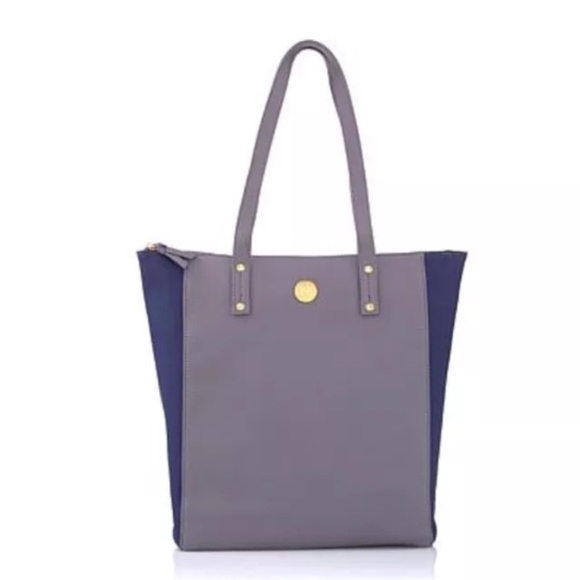 Joy Mangano Bags Joy Mangano Genuine Leather Handbag Graynavy